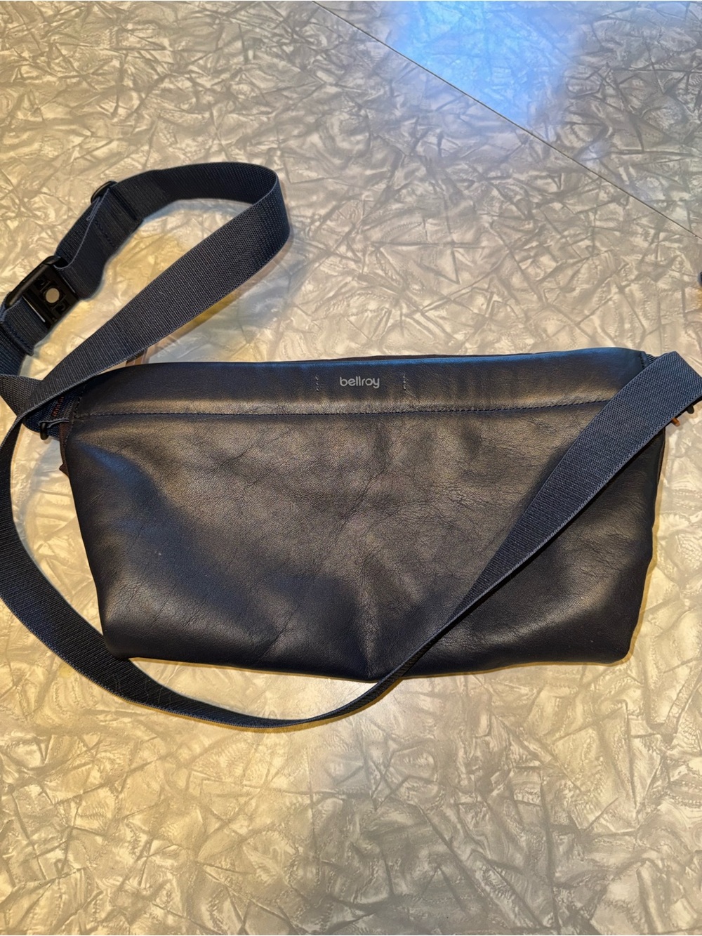 Bellroy eggplant Leather Belt Bag with Adjustable Strap